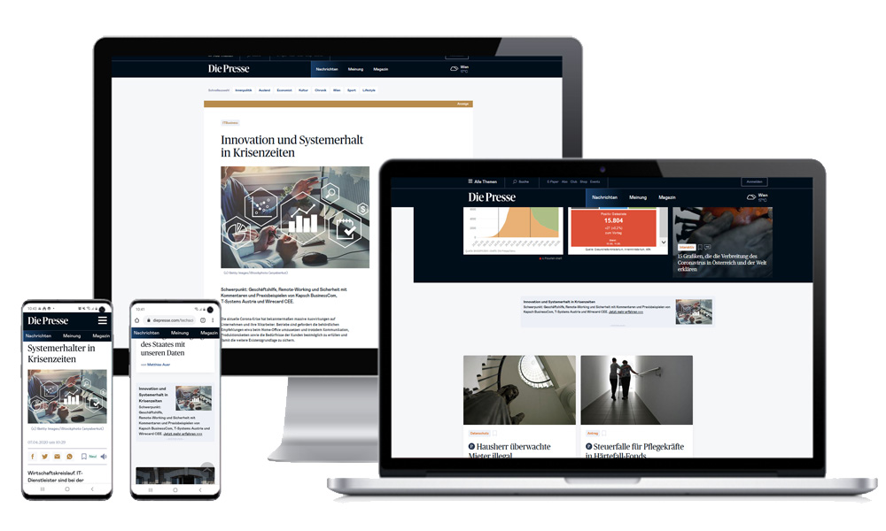 Native advertising im unterschiedlichen Formats. Desktop, Laptop und Mobile Feeds