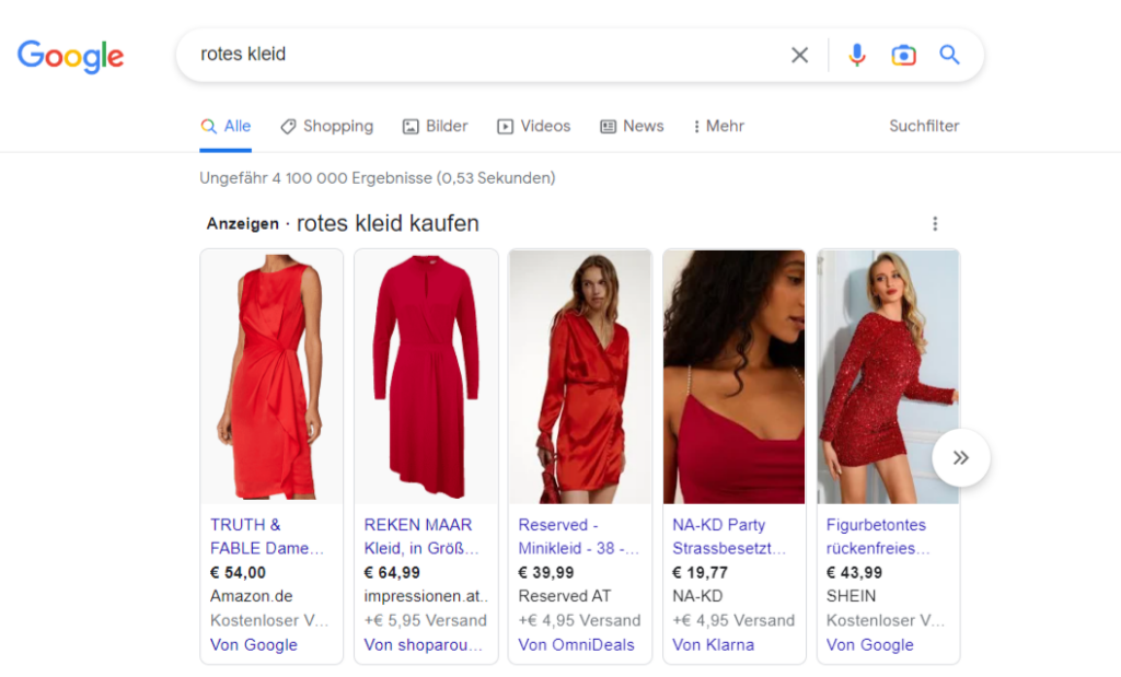 SERP Rich Snippet-Shopping Anzeige