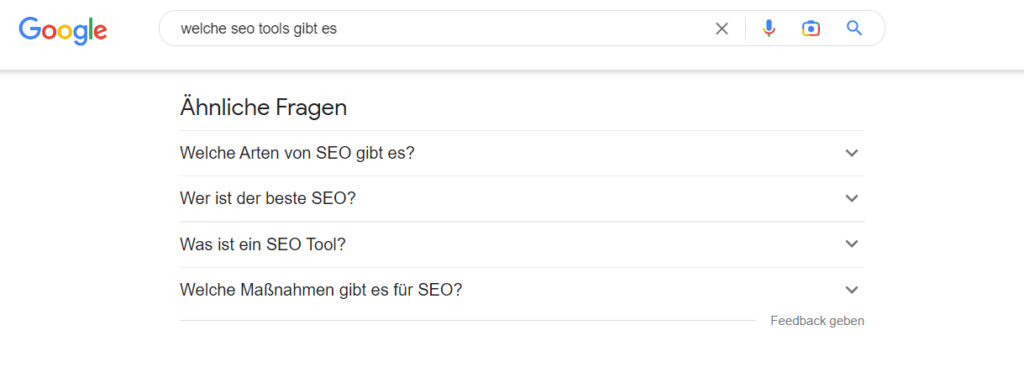 SERP-Snippet-ähnliche Fragen