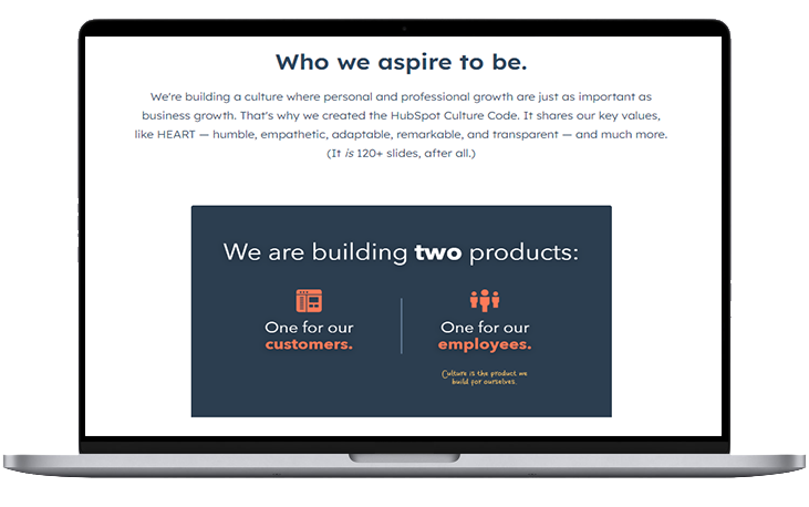 Screenshot von hubspot culture code 