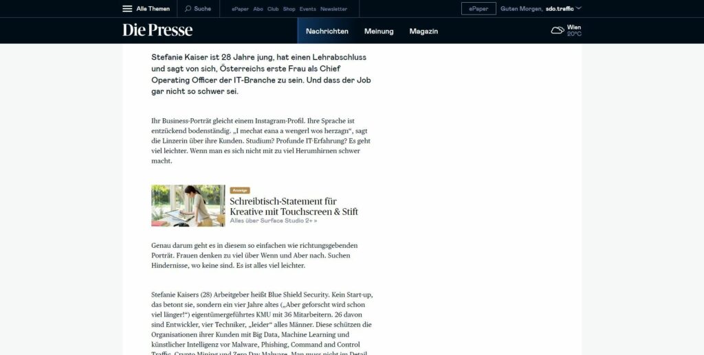 Native Ad Beispiel in redaktionellen Umfeld-Display advertising und Native Ads