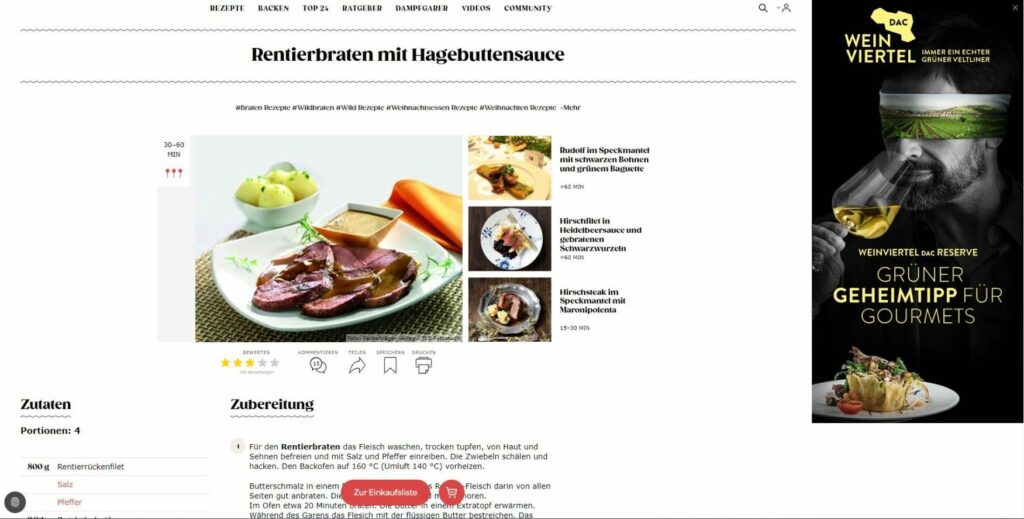 Screenshot von Display Werbung-Beispiel für Contextual Targeting