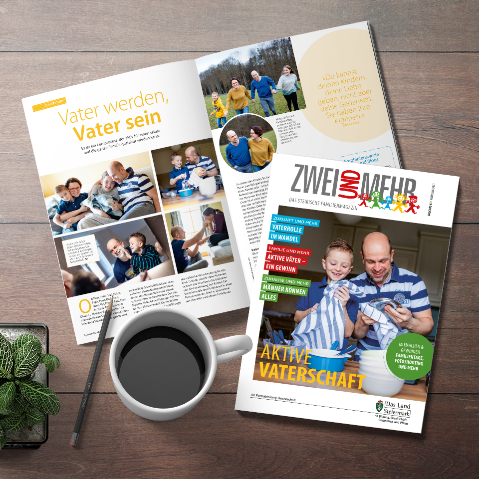 ZWEI und MEHR Magazin Titelbild und Innenseiten