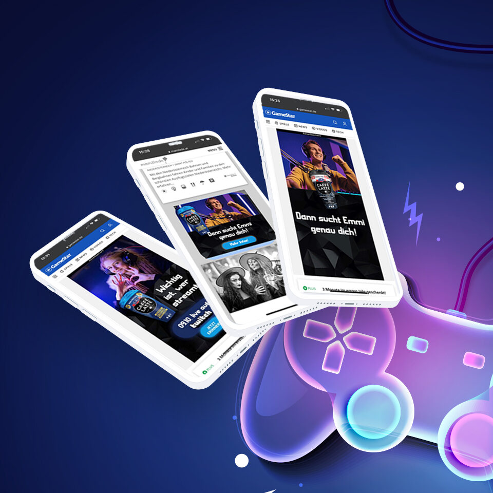 Gaming und eSports Marketing Emmi Case Study Screens mit Bewerbung für Emmi Kampagne