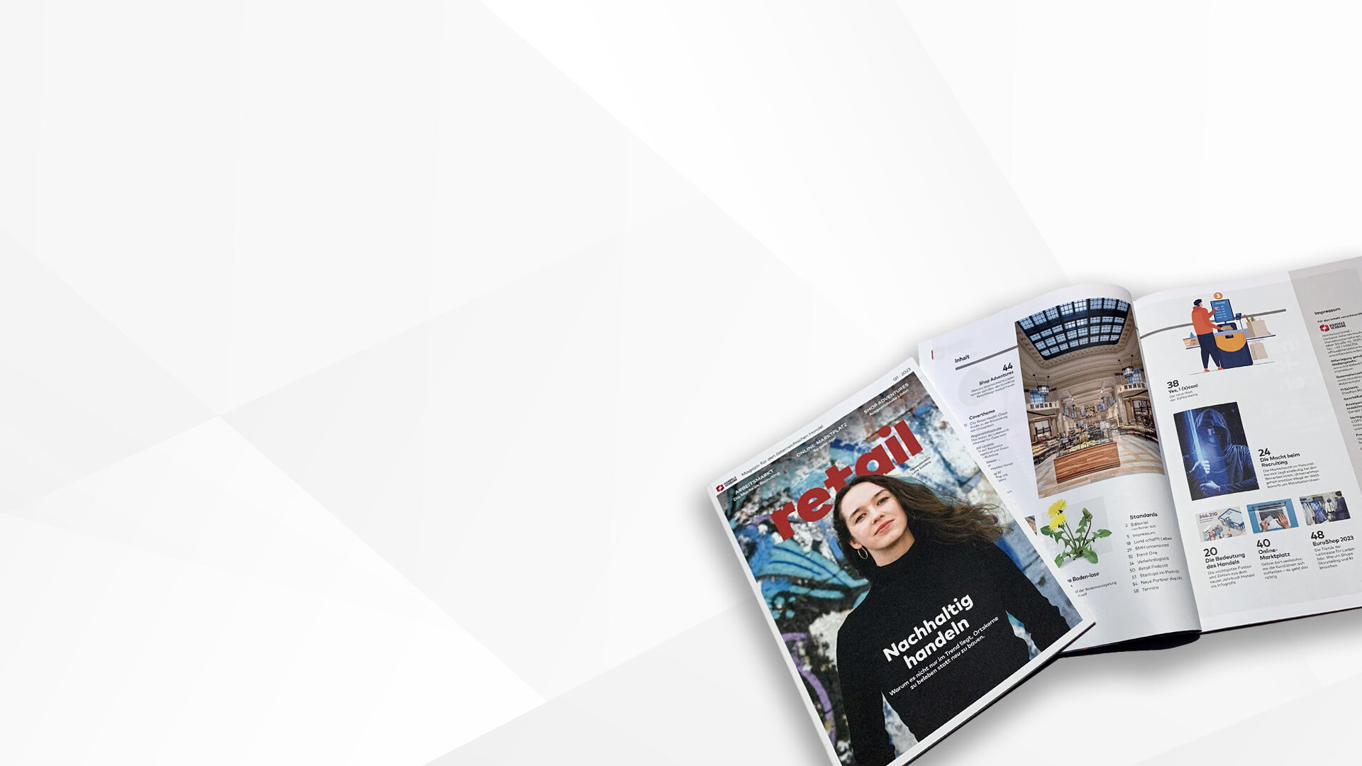 Es werden zwei Zeitschriften gezeigt, eine geschlossene mit dem Titel 